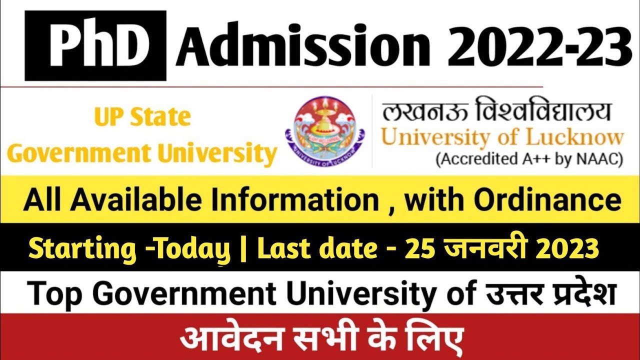 phd admission lucknow university