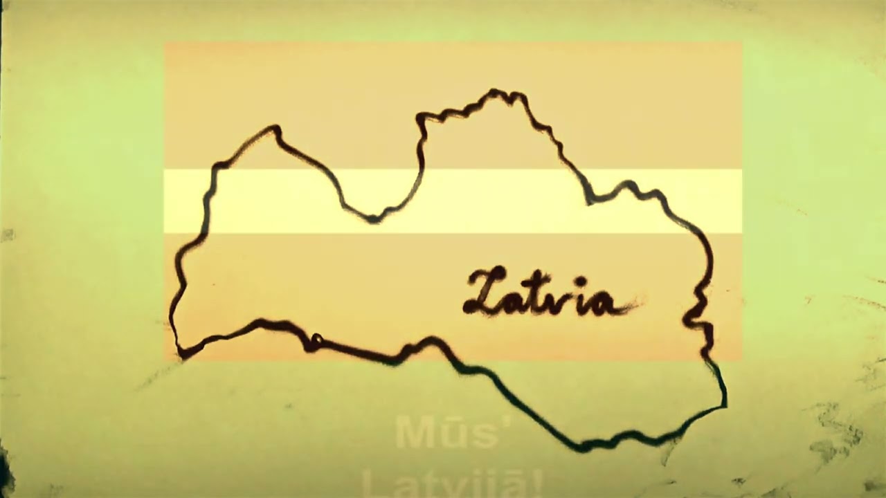 LATVIA Outline Map Sand Art Video, National Anthem of LATVIA