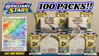 I opened 100 PACKS of BRILLIANT STARS to HUNT FOR THE FINAL CHARIZARD!! (pokemon card opening)