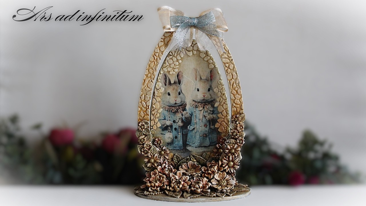 Easter decoration with bunnies. / Wielkanocna dekoracja z zającami. Decoupage tutorial.