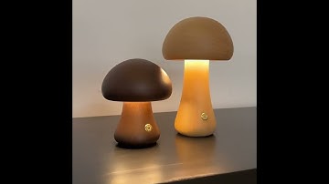Wooden Mushroom Table Lamp LED Touch Switch Retro Sleeping Night Lamp