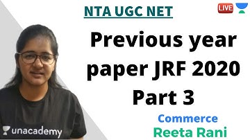 Previous year paper JRF 2020 Part 3 | Commerce | NTA UGC NET | Reeta Rani