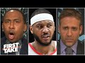 Stephen A. gets heated over Max doubting that Carmelo would have rings with the Pistons | First Take