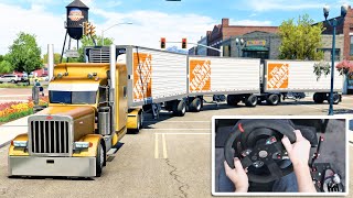 Home Depot Road Train Delivery (Dom 379)  American Truck Simulator | Thrustmaster Wheel & Shifter
