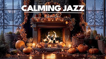 Peaceful Winter Fireplace ☕ | Gentle Jazz Harmony | Calm, Study & Relax