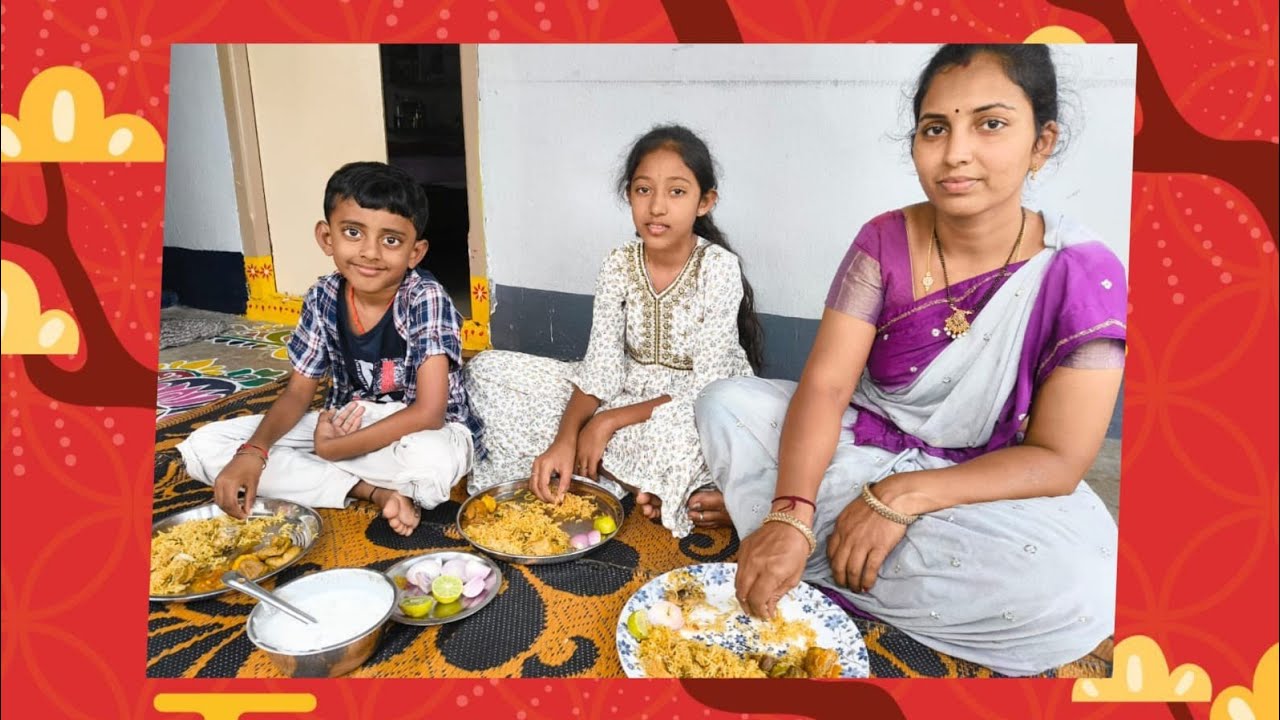 👩‍❤️‍👨 పిల్లల కోసం సండే స్పెషల్ చికెన్ బిర్యానీ 🍗😋#familyvlog #telugu #cooking #eating #viralvideo