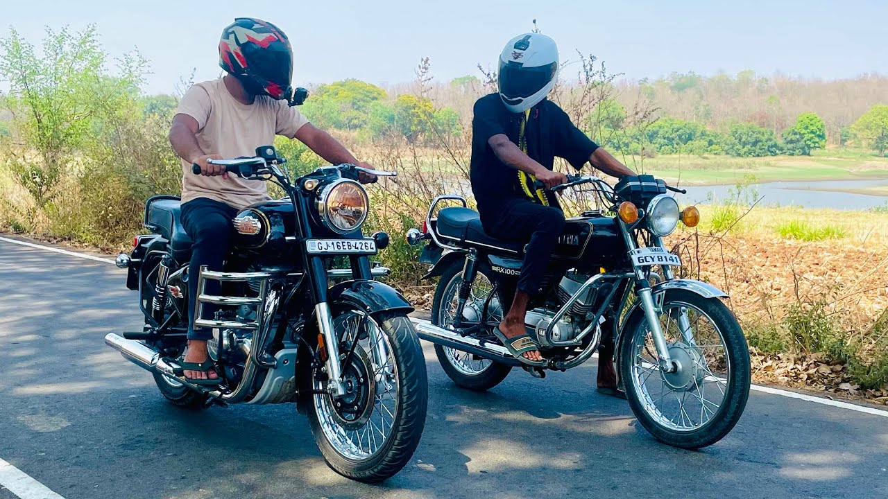 Bullet 350 Battalion Black Vs Rx 100 | Long Race | 350cc Vs 100cc ...