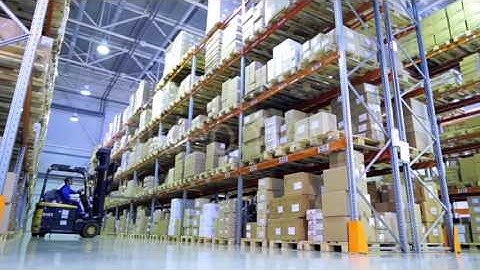 Modern Warehouse with Forklift Trucks | Stock Footage - Videohive