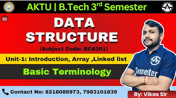 Data Structure | L-02 | Basic Terminology | B.Tech 3rd Semester | Subject Code: BCS301