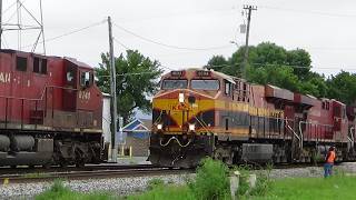 CPKC 261 with six units at Nahant Yard and meeting SB grain at Bettendorf, IA August 14, 2026