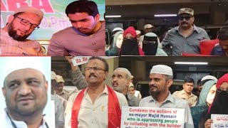 Ahmed Nagar me Ex Mayor Majid Hussain ka zulum par GHMC khairtabad office par CPM party ka dharna