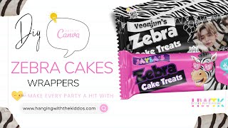 How to Make Custom Party Favors: Zebra Cakes Wrappers using Canva| TXT Party Printable Freebie