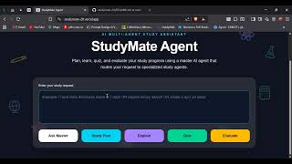 StudyMate Agent | AI-Powered Multi-Agent Learning Assistant | Kaggle AI Agents Capstone Project