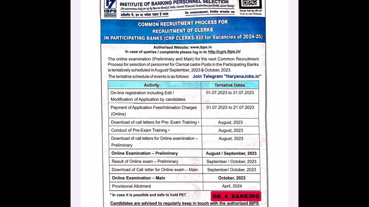 IBPS CLERK 2023 NOTIFICATION OUT