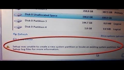 Solved: setup was unable to create a new system partition.