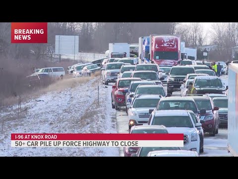 Massive pileup on I-96 closes freeway in Ionia County