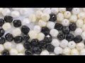 Mix of Faceted Fire Polished Czech Glass Round 4 mm Beads, Black White Ivory