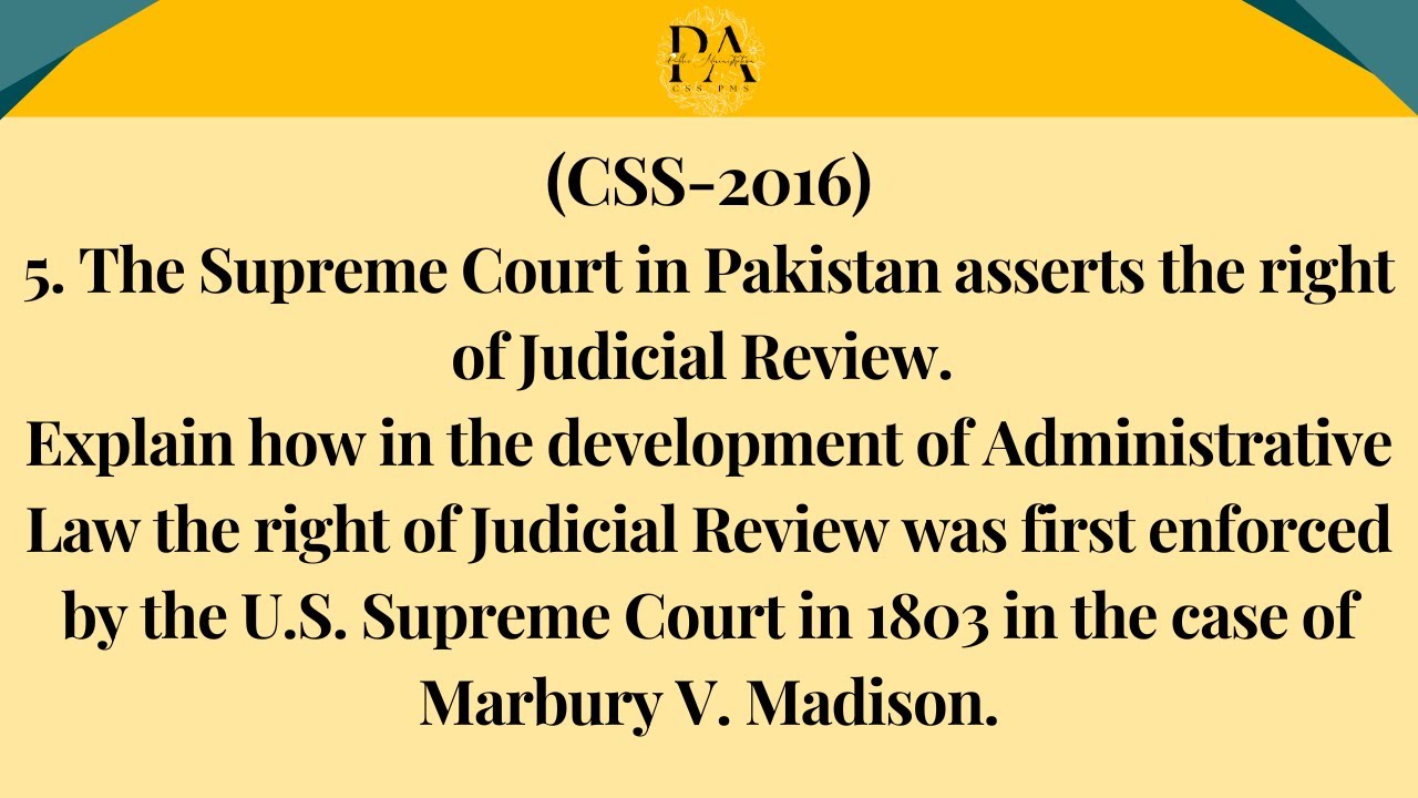 Judicial Review in Pakistan, Supreme Court⚖️ Role of Marbury vs Madison Case in Judicial Review📜