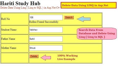 Delete Data From Database Using Linq ( Linq to SQL ) in Asp.Net C# | Hindi | Free Online Classes