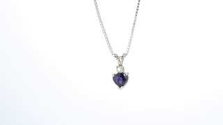 14 kt White Gold Heart Shape 1.00 ct Blue Sapphire Pendant P9004 by Peora Jewelry