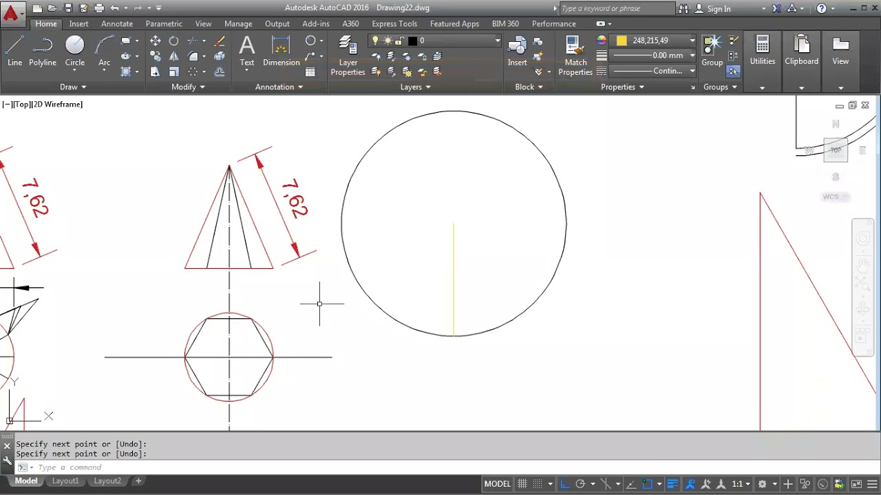 رسم انفراد هرم سداسي القاعدة