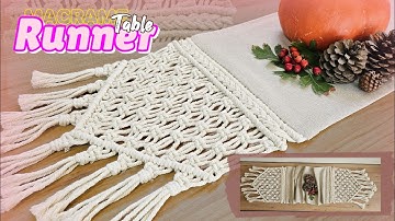 Easy Macrame Table Runner with Linen | DIY Home Decor for beginners