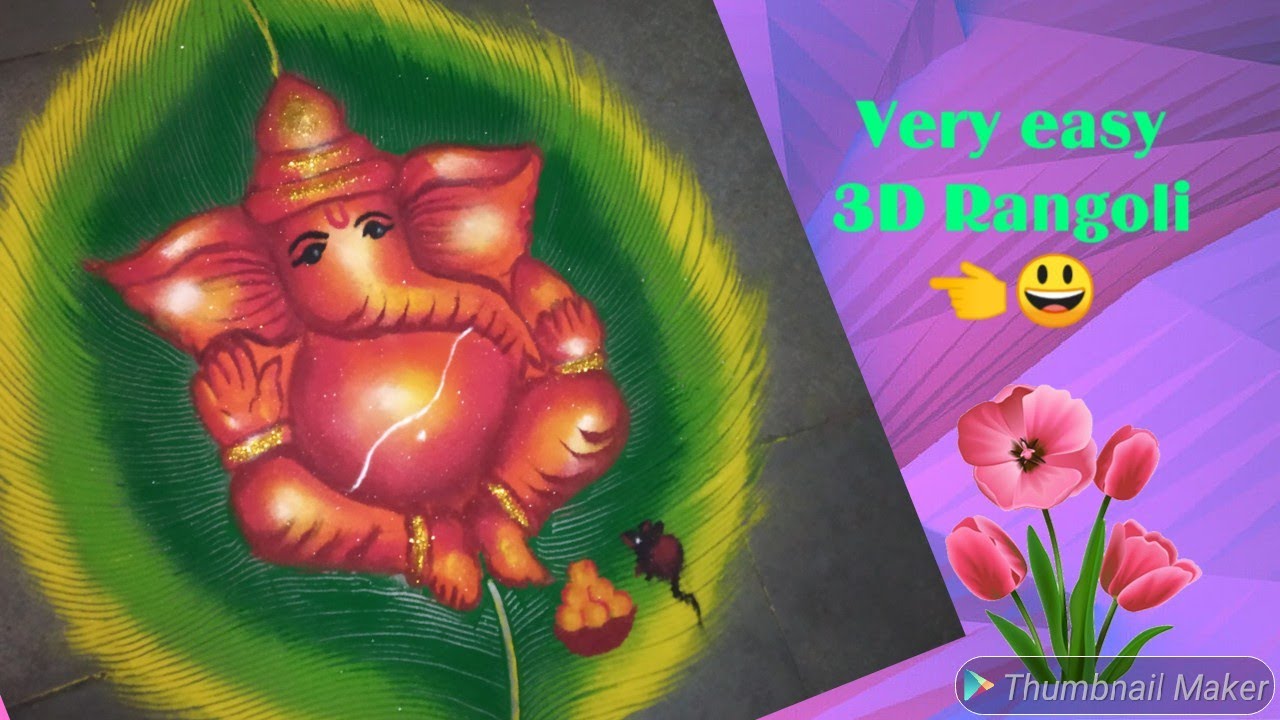 3D Ganesha Rangoli Design - YouTube