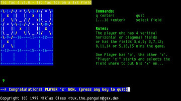 TicTac4, tic-tac-toe on 4x4 board