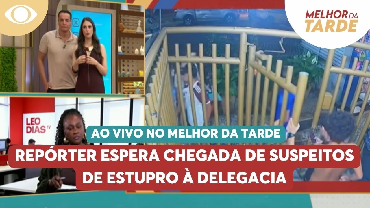 Ao vivo, repórter espera chegada de suspeitos de estupro à delegacia | Melhor da Tarde