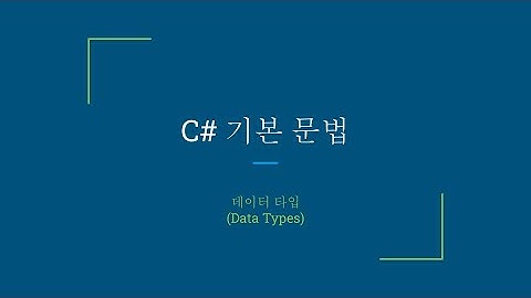 C# 데이터 타입(Data Types)