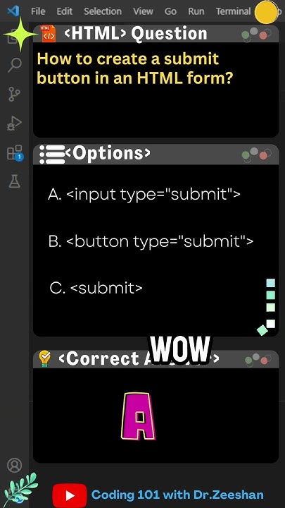 HTML Quiz 23: How to create a submit button in an HTML form? #html #css ...