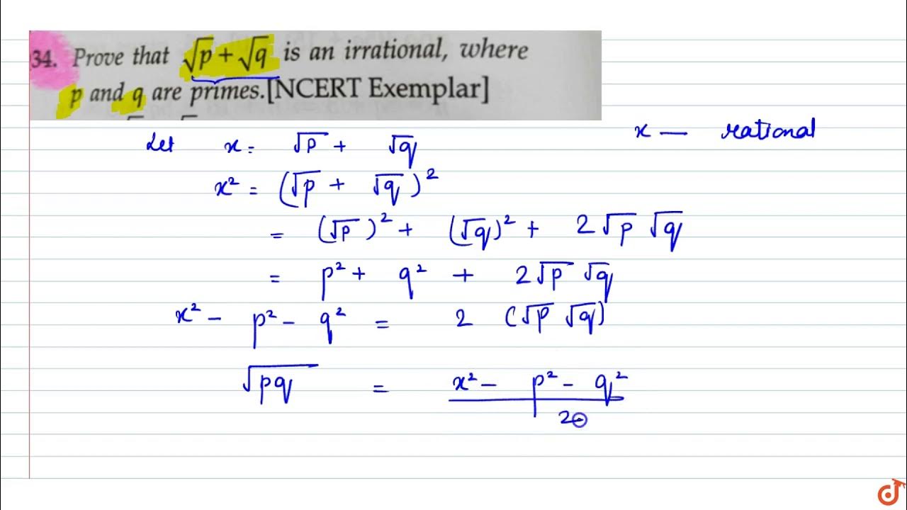 Prove that `sqrtp+sqrtq` is an irrational, where `p and q` are primes