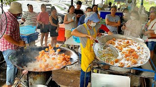 Long Queue! Fried Sweet Potatos & Bananas With Turtle Egg | Thai Street Food
