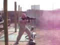 Machine gun. M249 SAW 200rd dump on a FOB in the Triangle of Death (MMD-2009) Baghdad,Iraq.MOV