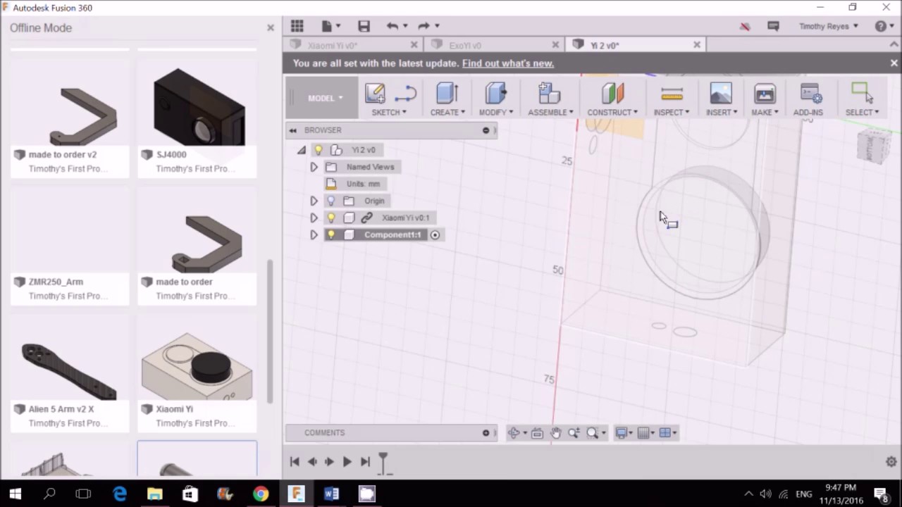 Fusion 360 Xiaomi Yi freebirds