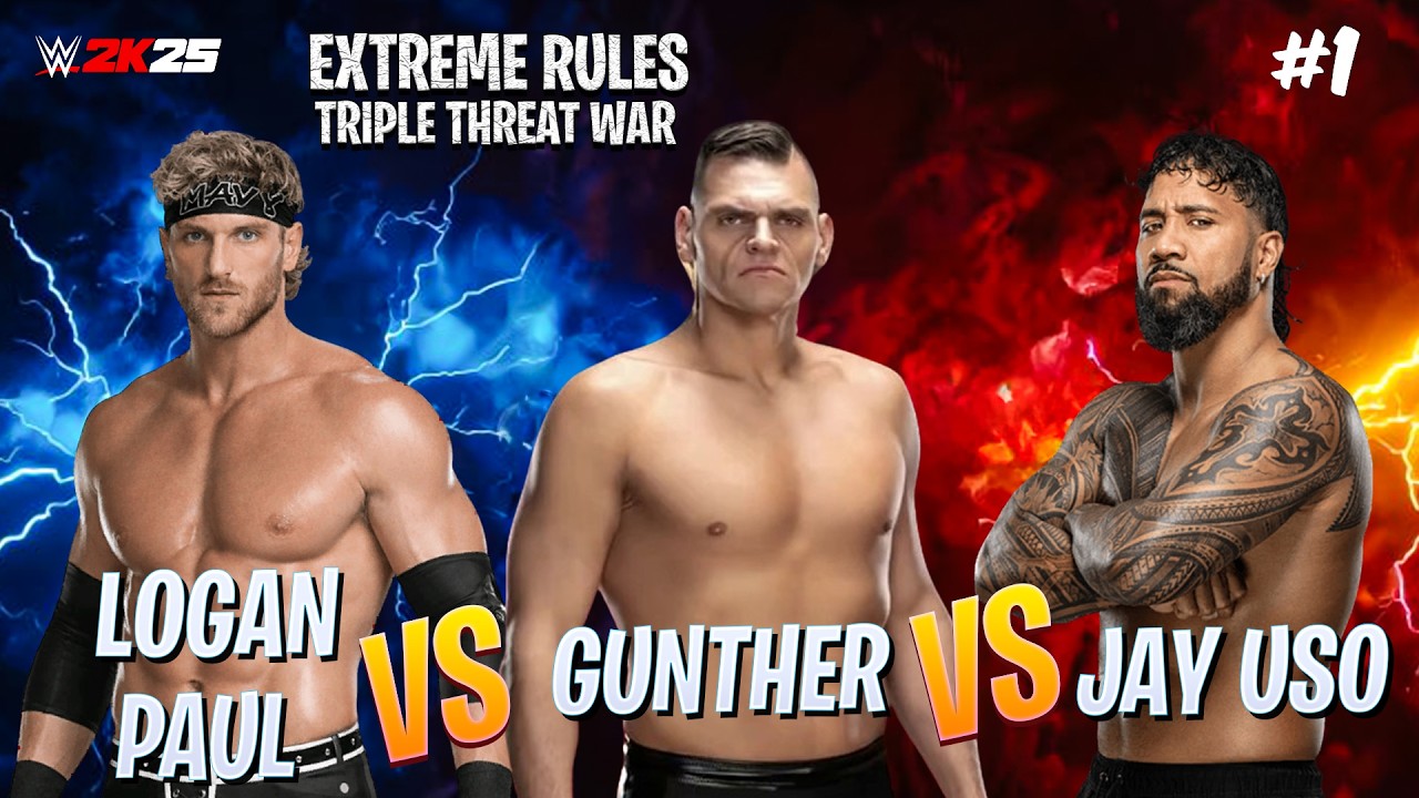 Triple Threat War Gunther vs Logan Paul vs Jey Uso | WWE 2K25
