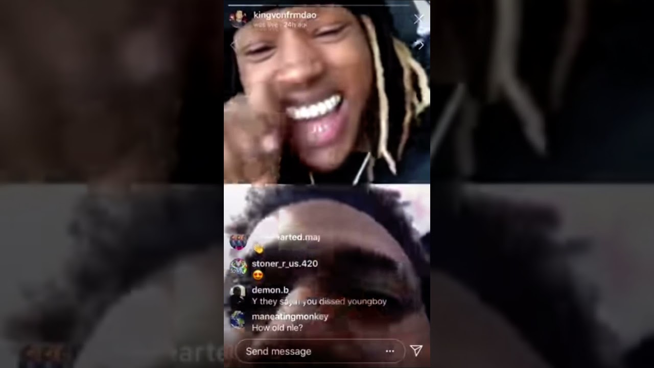 King von having a roast battle with NLE Choppa on ig live