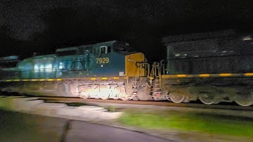 Ex- LMS dash 8 7929 on fast CSX mixed freight train