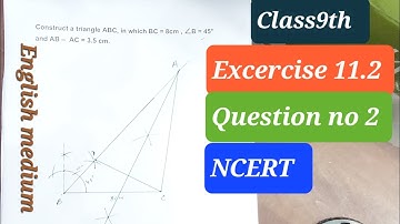 Construct a triangle ABC, in which BC = 8cm , ∠B = 45° and AB–AC = 3.5 cm #class_9th #ncert #viral