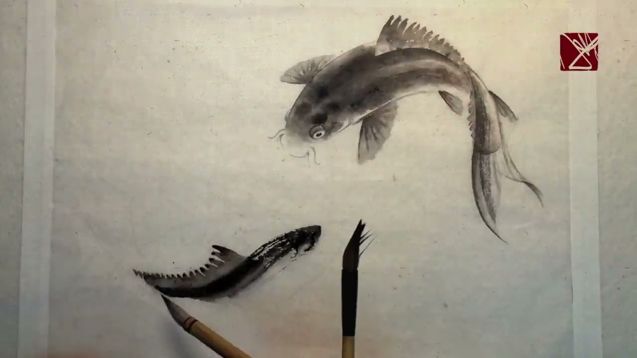 Chinese Ink Brush Koi Fish｜Chinese Painting｜TimeLapse｜Drawing｜Joey Pang｜JP Tattoo Art