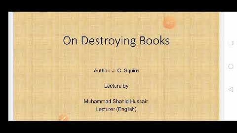 On Destroying Books By J. C Squire