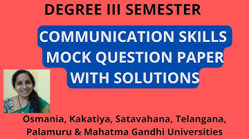 Communication skills | Model Question Paper | UG 3rd Semester | BA BCOM BSC BBA | OU KU PU MGU SU TU