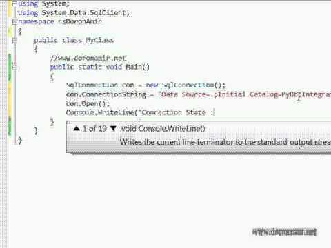 התחברות למסד נתונים SQL Server באמצעות ADO.NET