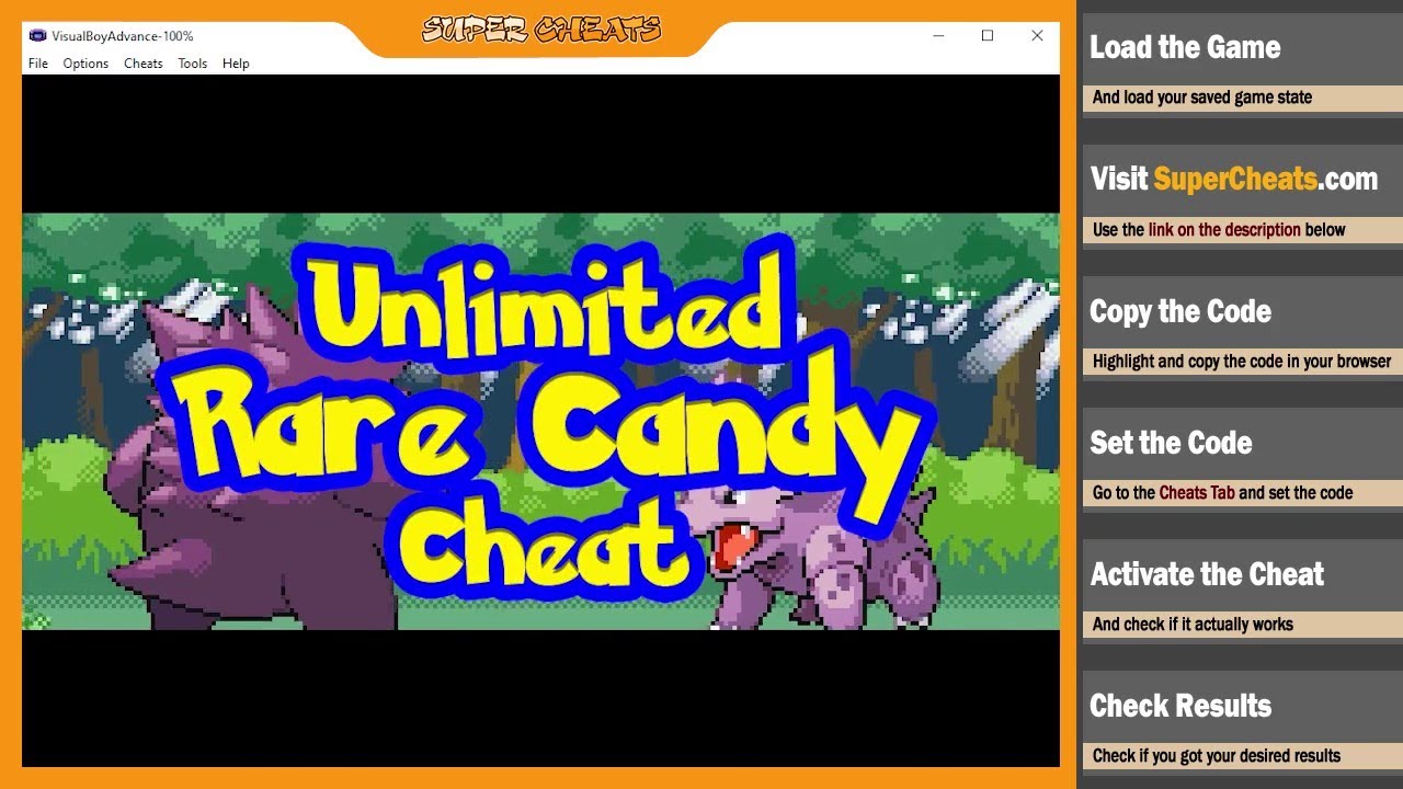 Gå forud Citron Enig med Unlimited Rare Candy Cheat Pokemon Fire Red - YouTube
