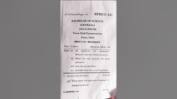 BPHCT 131 Mechanics | IGNOU June 2025 Question Paper Solution #BPHCT131 #IGNOUJune2025 #Mechanics
