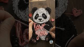 Cute Panda Love Art ❤️ | I Love You String Art 🧵 | Satisfying DIY Craft #Shorts
