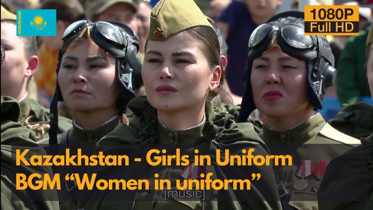 Kazakhstan Girls in Uniform - Kazakhstan female soldiers in military parade -1080P
