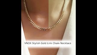 Vnox Stylish Gold Link Chain Necklace