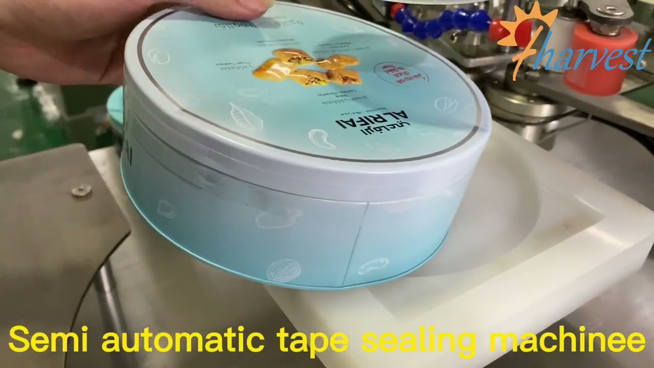 Semi automatic round metal taping around sealing machine , manual chocolate tin box tape sealer