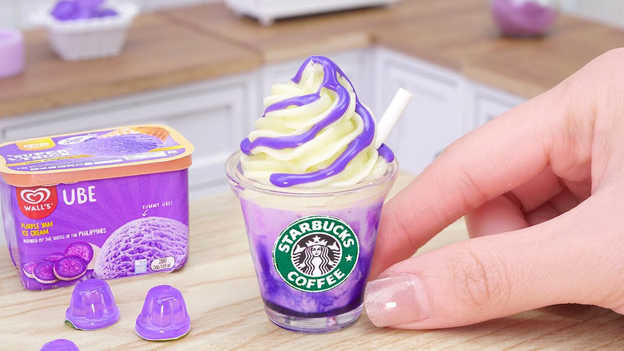 Must Try! Miniature Starbucks Purple Frappuccino Idea | Tiny Starbucks Recipe by Miniature Cooking